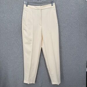 ZARA Cream High Waisted Tailored Trousers Pants Women Medium No Wrinkle